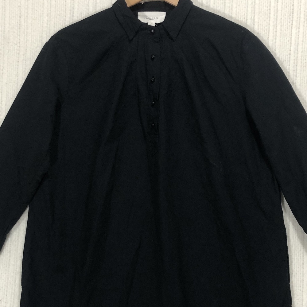 Pomander Place Black Cotton Shirt Dress Long Sleeve Button Front Y18715T Mens M
